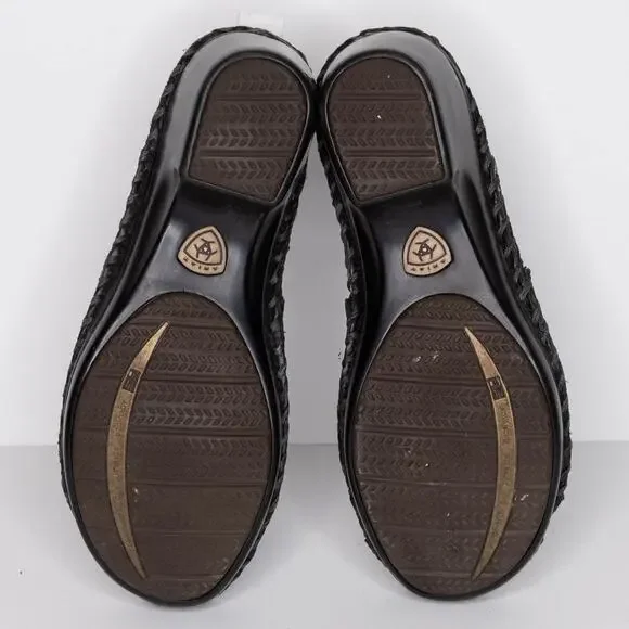 Ariat Women's Peep Toe Sandals Leather Slip On Western Black Size 5.5 5.5B | AR - Picture 5 of 6